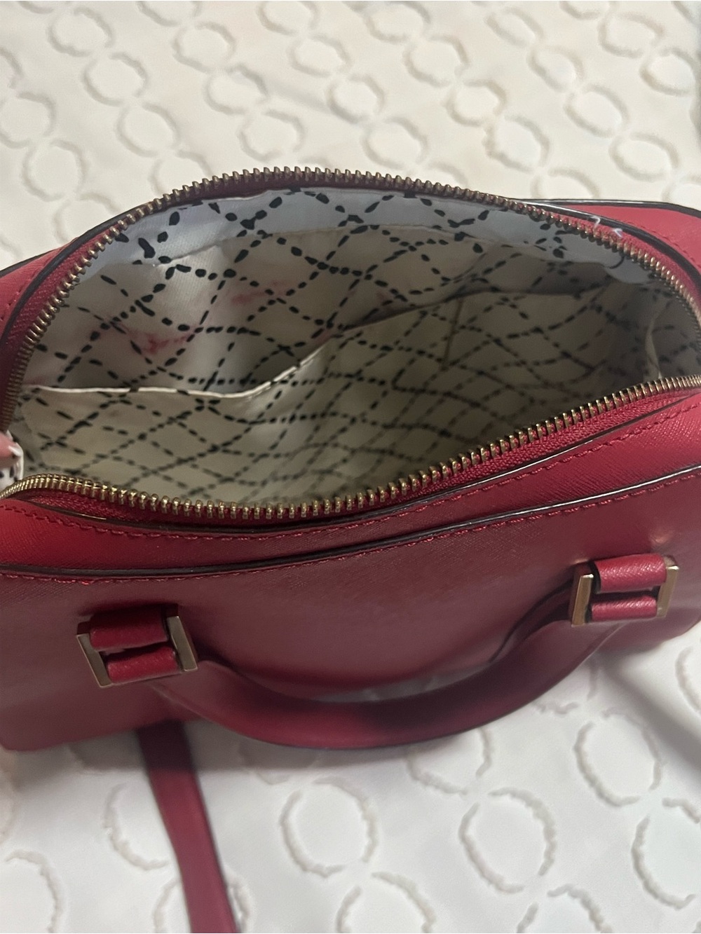 Kate Spade Red Saffiano Dome Satchel with Crossbody Strap - Picture 7 of 7